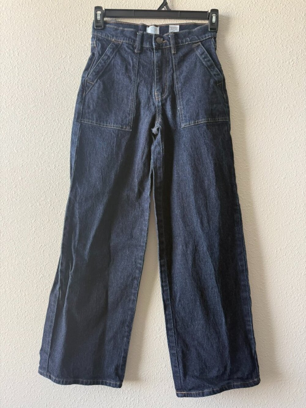 Time and Tru navy blue wide leg carpenter style jeans